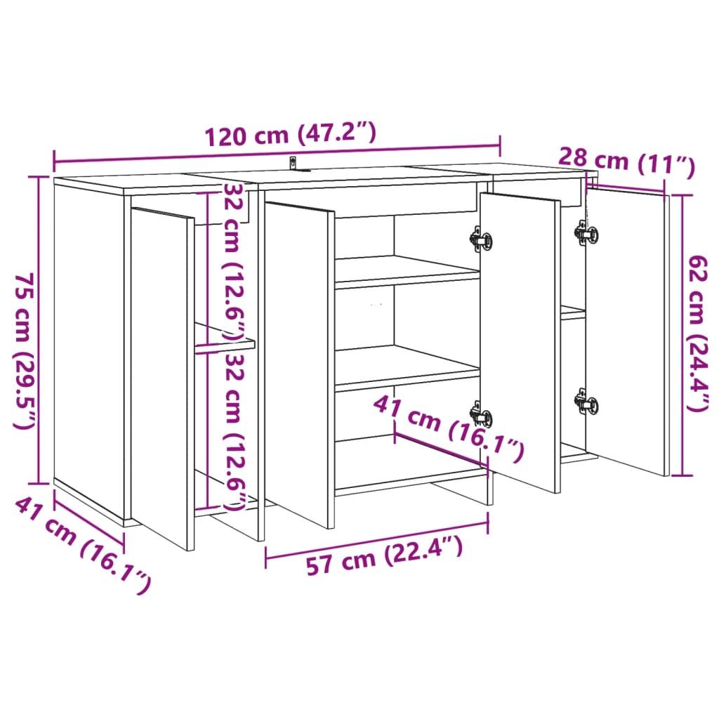 Σκευοθήκη Παλιό ξύλο 120x41x75 cm Ξύλο μηχανής 10