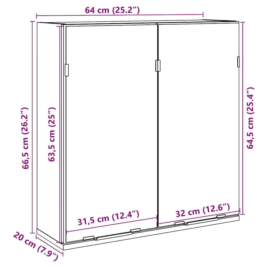 Καθρέφτης Μπάνιου Γκρι Σκυροδέματος 64x20x66,5 εκ. Επεξ. Ξύλο 11