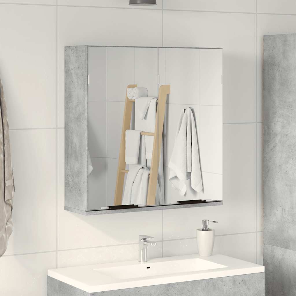 Καθρέφτης Μπάνιου Γκρι Σκυροδέματος 64x20x66,5 εκ. Επεξ. Ξύλο 3