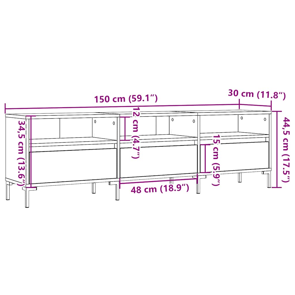 Έπιπλο Τηλεόρασης Παλιό Ξύλο 150x30x44,5 εκ. Επεξεργασμένο Ξύλο 10