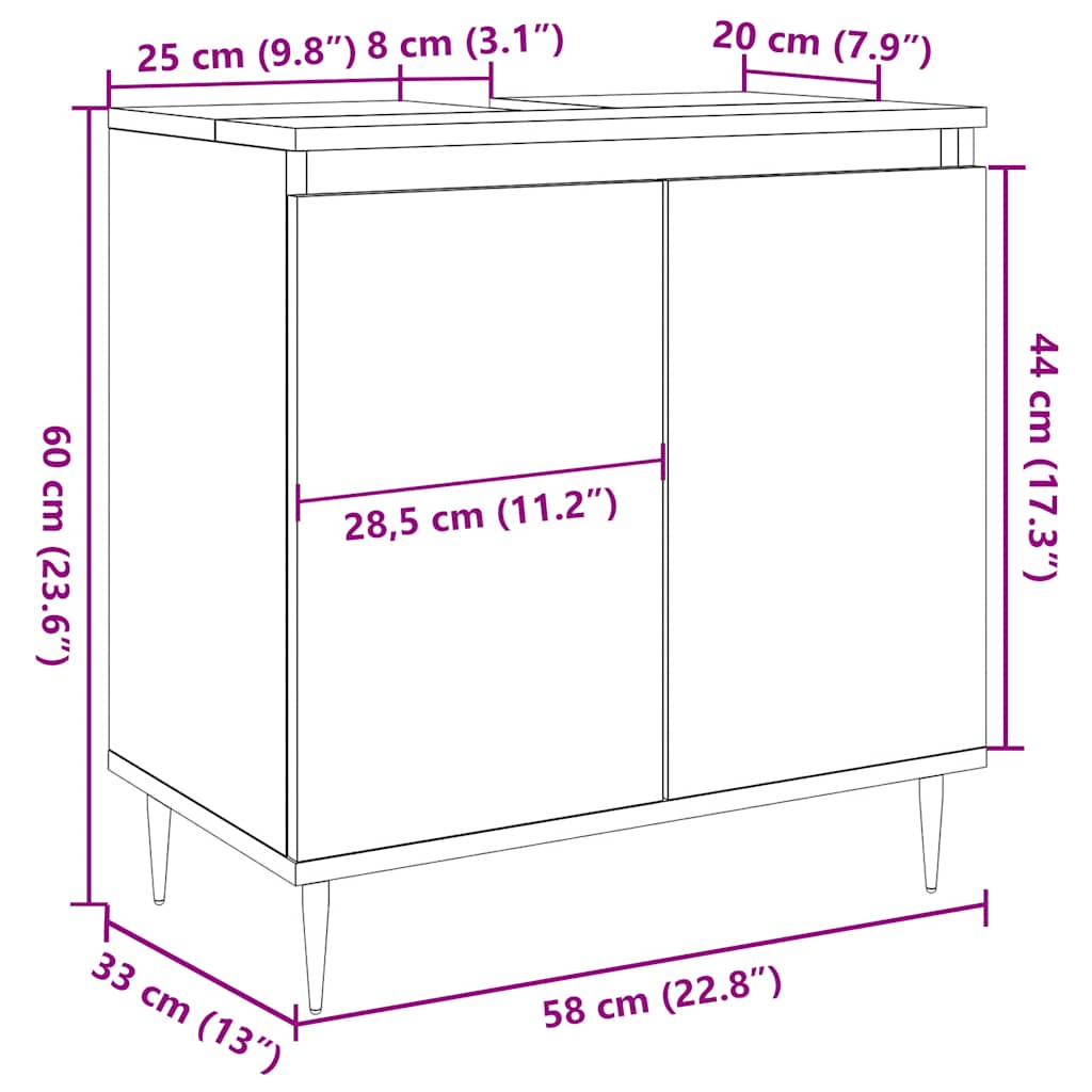 Ντουλάπι Μπάνιου Γκρι Σκυροδεμ. 58 x 33 x 60 εκ. Επεξεργ. Ξύλο 11