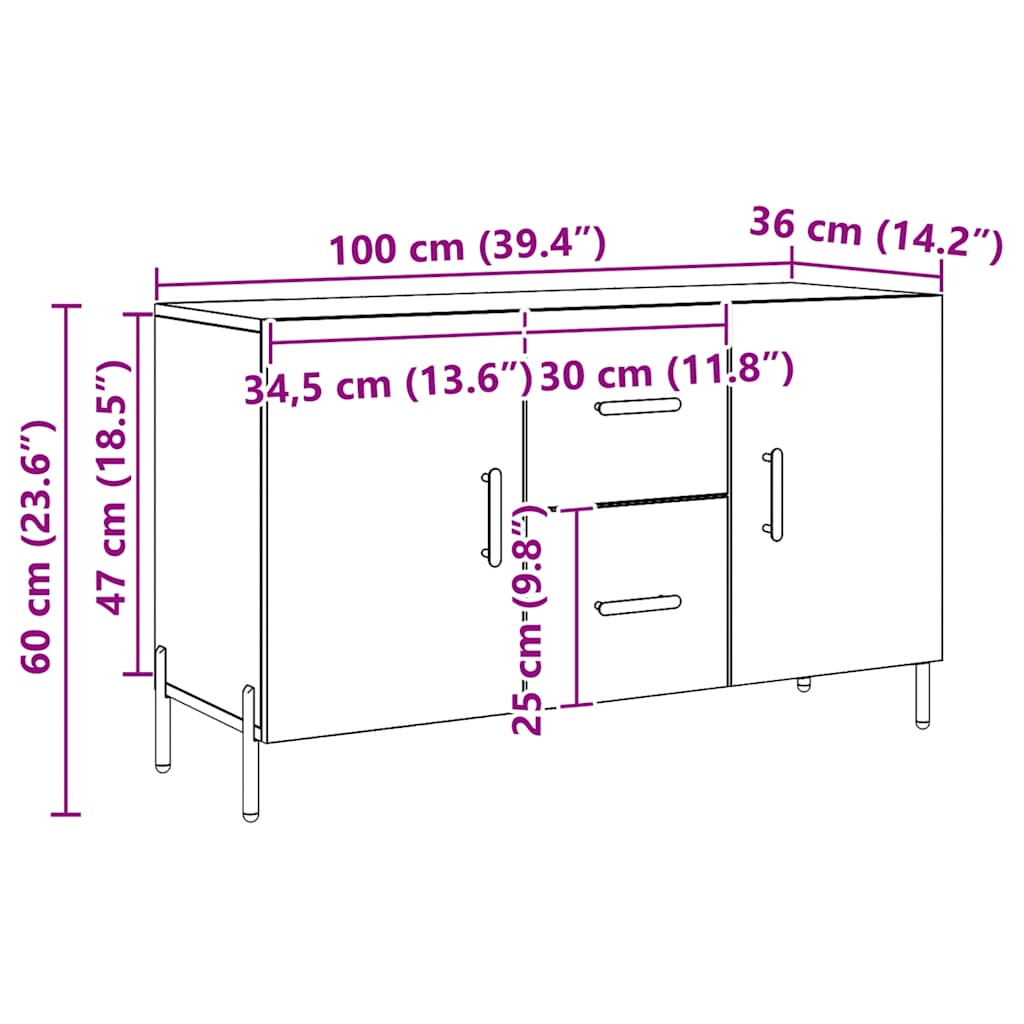 Σκευοθήκη Δρυς τεχνίτης 100x36x60 cm Κατασκευασμένο ξύλο 10