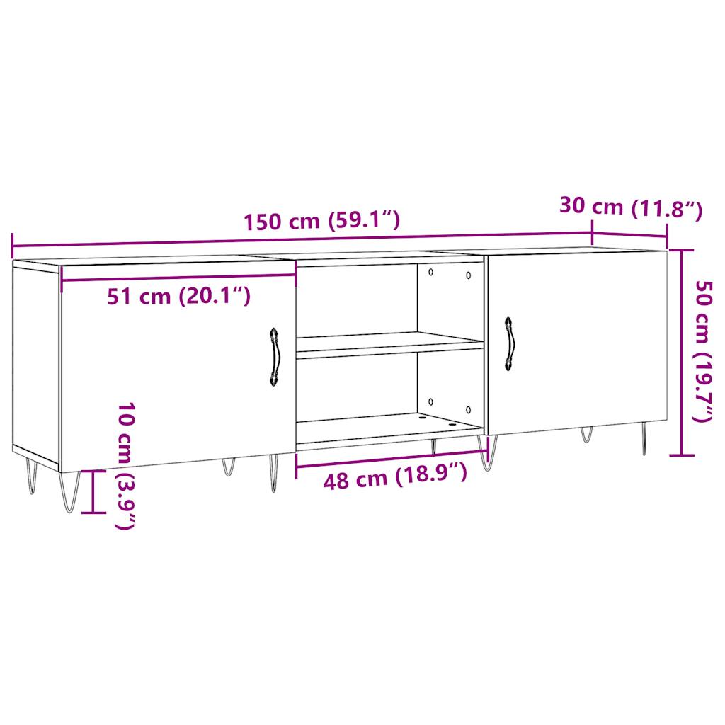 Έπιπλο Τηλεόρασης Παλιό ξύλο 150x30x50 εκ. Επεξεργασμένο Ξύλο 11