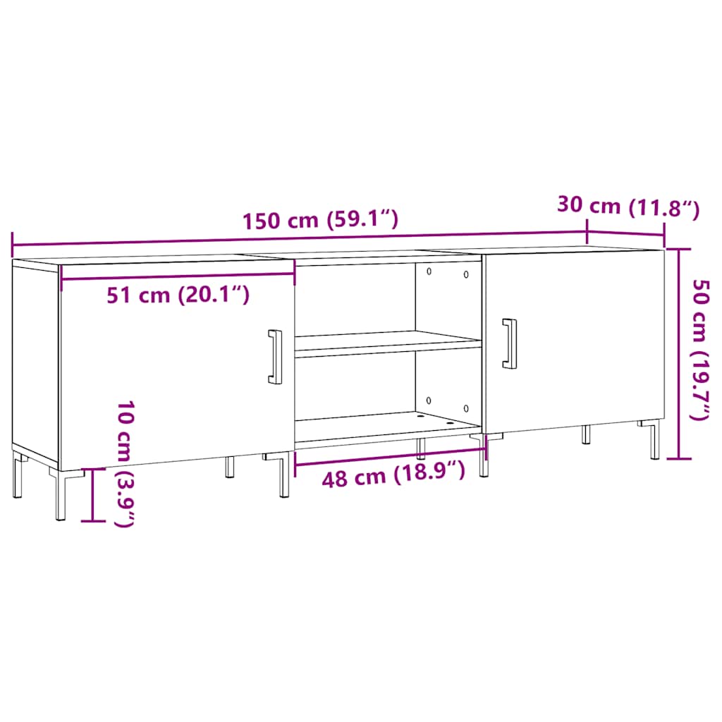 Έπιπλο Τηλεόρασης Παλιό ξύλο 150x30x50 εκ. Επεξεργασμένο Ξύλο 11