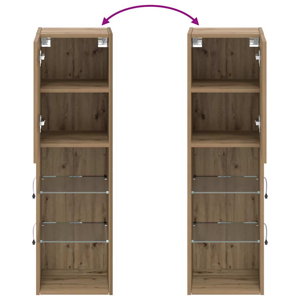 Έπιπλο Τηλεόρασης με LED Αρτισιανή Δρυς 30,5x30x102 εκ. 10