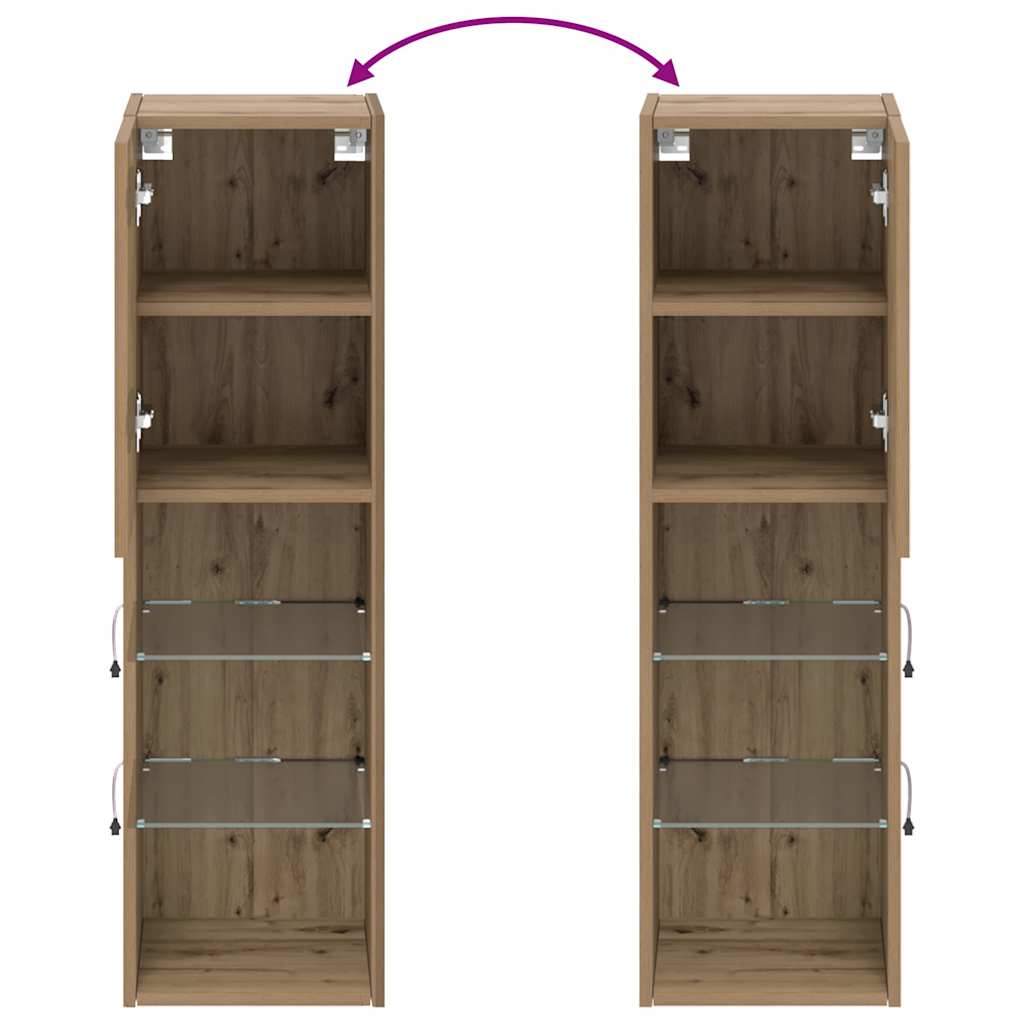 Έπιπλα Τηλεόρασης με LED 2 τεμ. Αρτισιανή Δρυς 30,5x30x102 εκ. 11