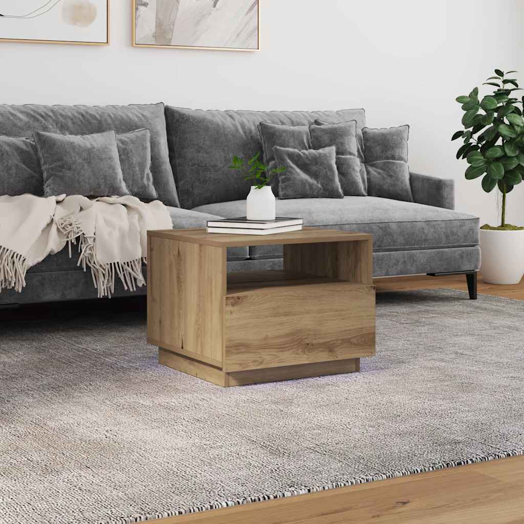 Τραπεζάκι Σαλονιού με LED Artisan Δρυς 50x49x40 εκ. 1