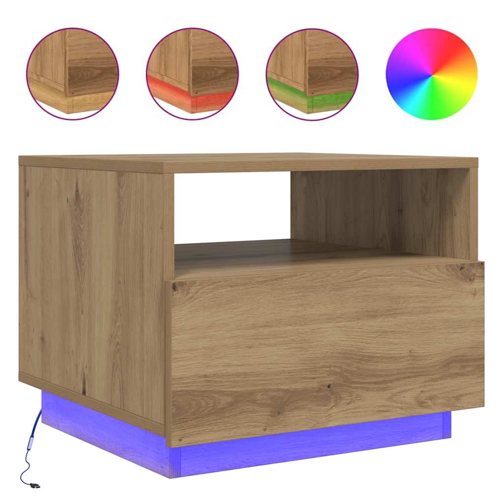 Τραπεζάκι Σαλονιού με LED Artisan Δρυς 50x49x40 εκ. 2
