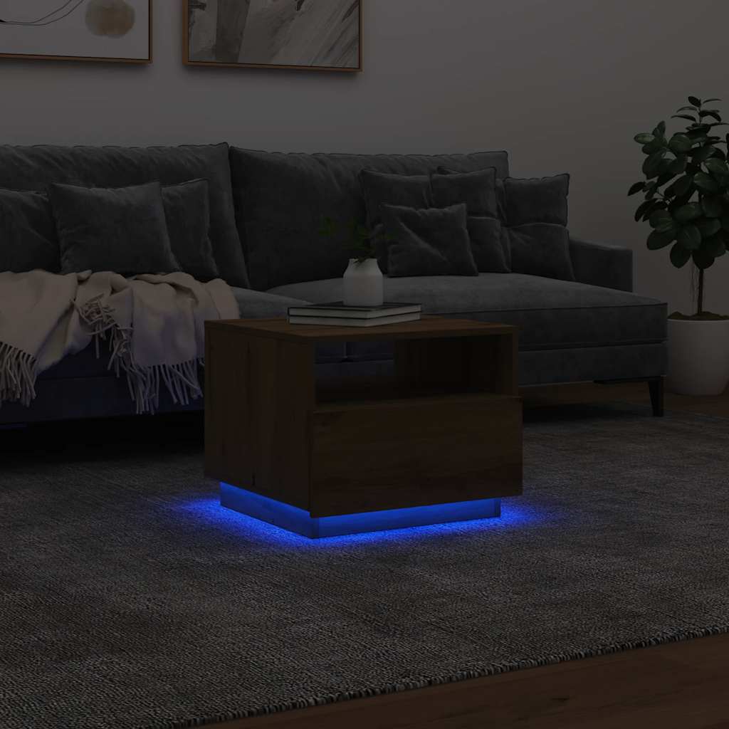 Τραπεζάκι Σαλονιού με LED Artisan Δρυς 50x49x40 εκ. 4