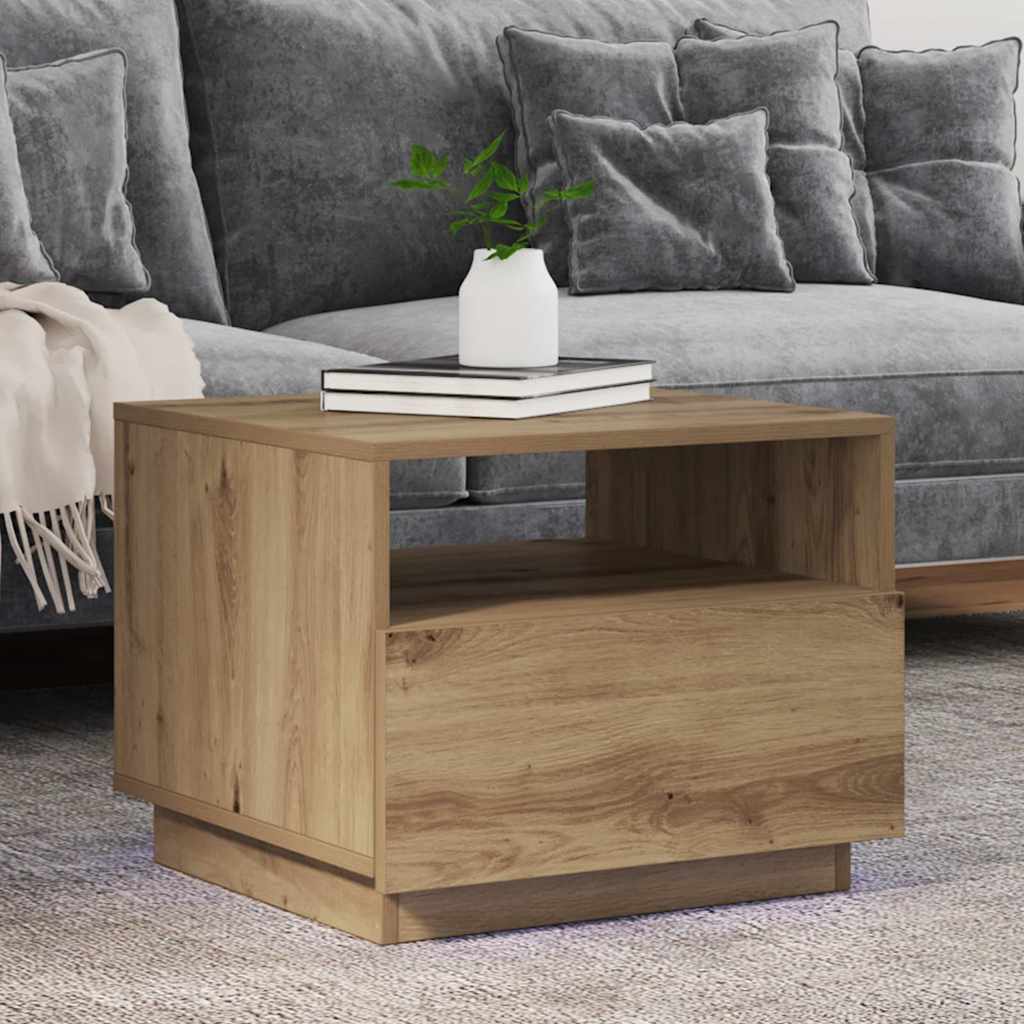Τραπεζάκι Σαλονιού με LED Artisan Δρυς 50x49x40 εκ. 5