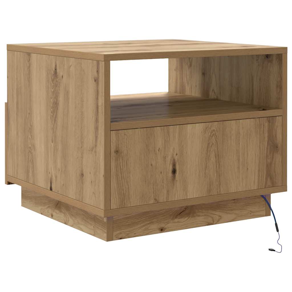 Τραπεζάκι Σαλονιού με LED Artisan Δρυς 50x49x40 εκ. 9