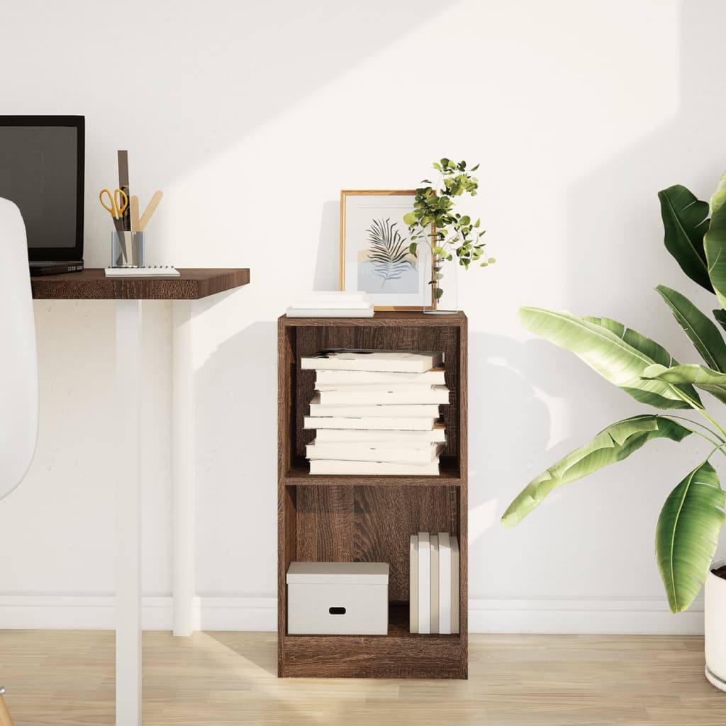 Βιβλιοθήκη Καφέ Δρυς 40x24x76 εκ. από Επεξεργασμένο Ξύλο 3