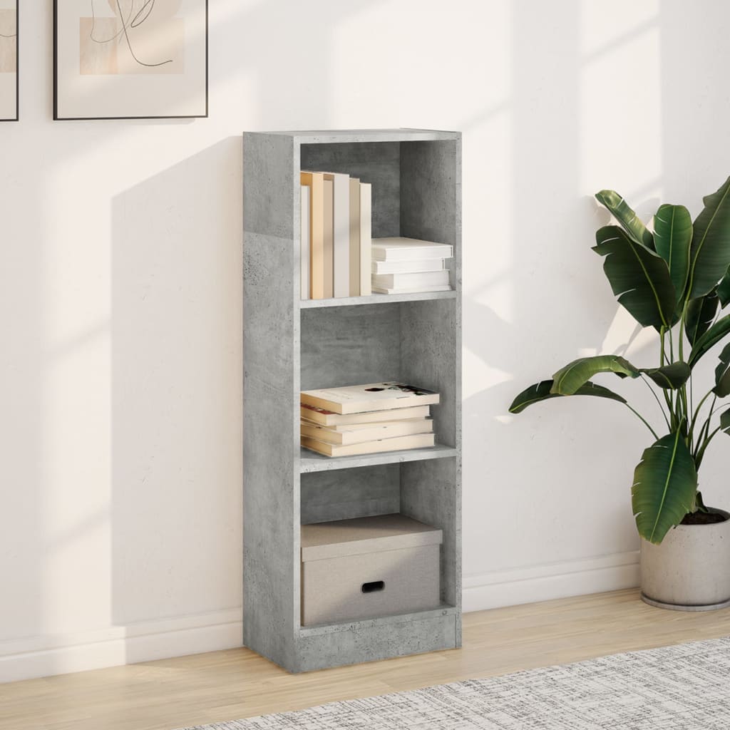 Βιβλιοθήκη Γκρι Σκυροδέματος 40x24x109 εκ. Επεξεργ. Ξύλο 3