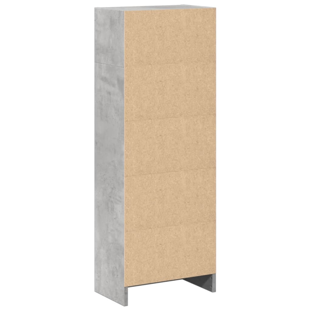 Βιβλιοθήκη Γκρι Σκυροδέματος 40x24x109 εκ. Επεξεργ. Ξύλο 6
