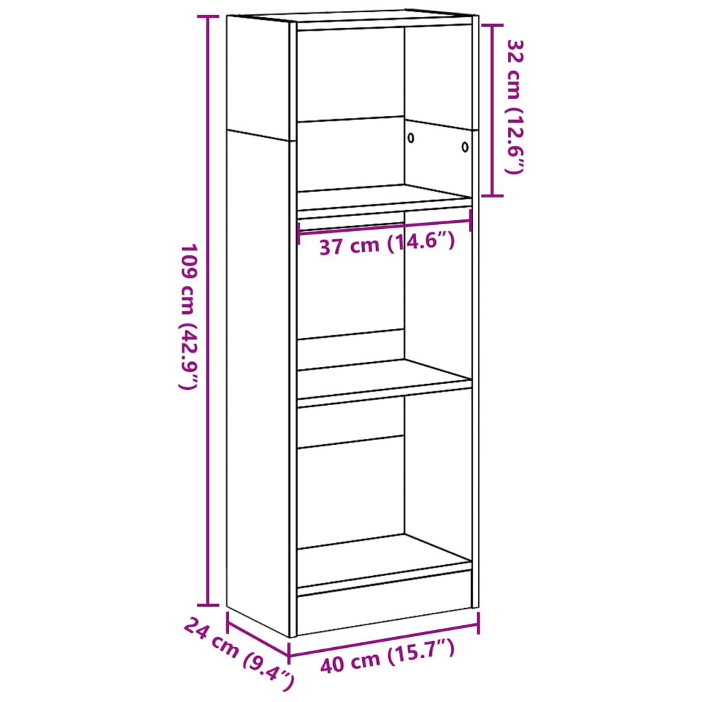 Βιβλιοθήκη Αρτισιανή Δρυς 40x24x109 εκ. από Επεξεργασμένο Ξύλο 9