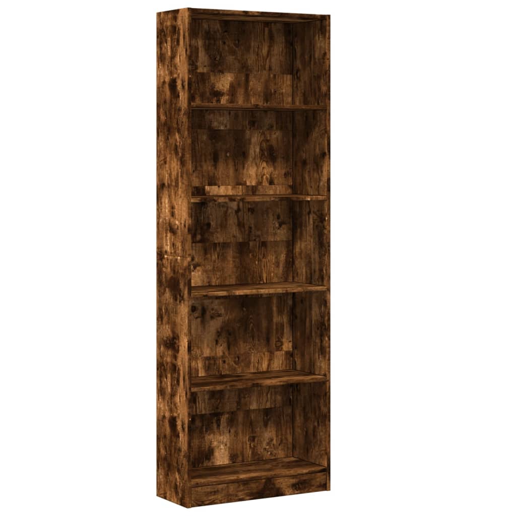 Βιβλιοθήκη Καπνιστή Δρυς 60x24x176 εκ. από Επεξεργασμένο Ξύλο 2