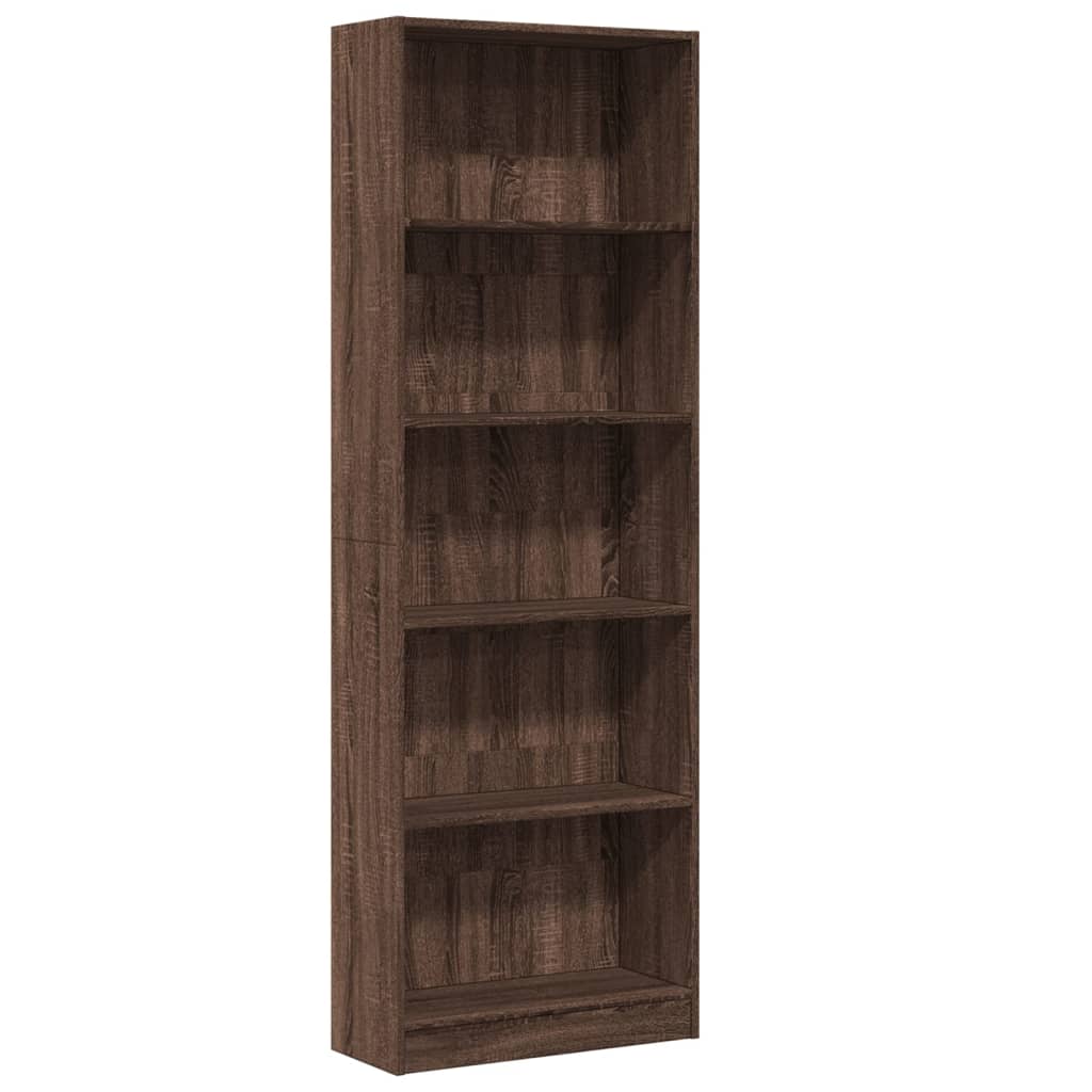 Βιβλιοθήκη Καφέ Δρυς 60x24x176 εκ. από Επεξεργασμένο Ξύλο 2