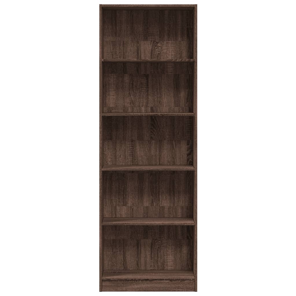 Βιβλιοθήκη Καφέ Δρυς 60x24x176 εκ. από Επεξεργασμένο Ξύλο 4
