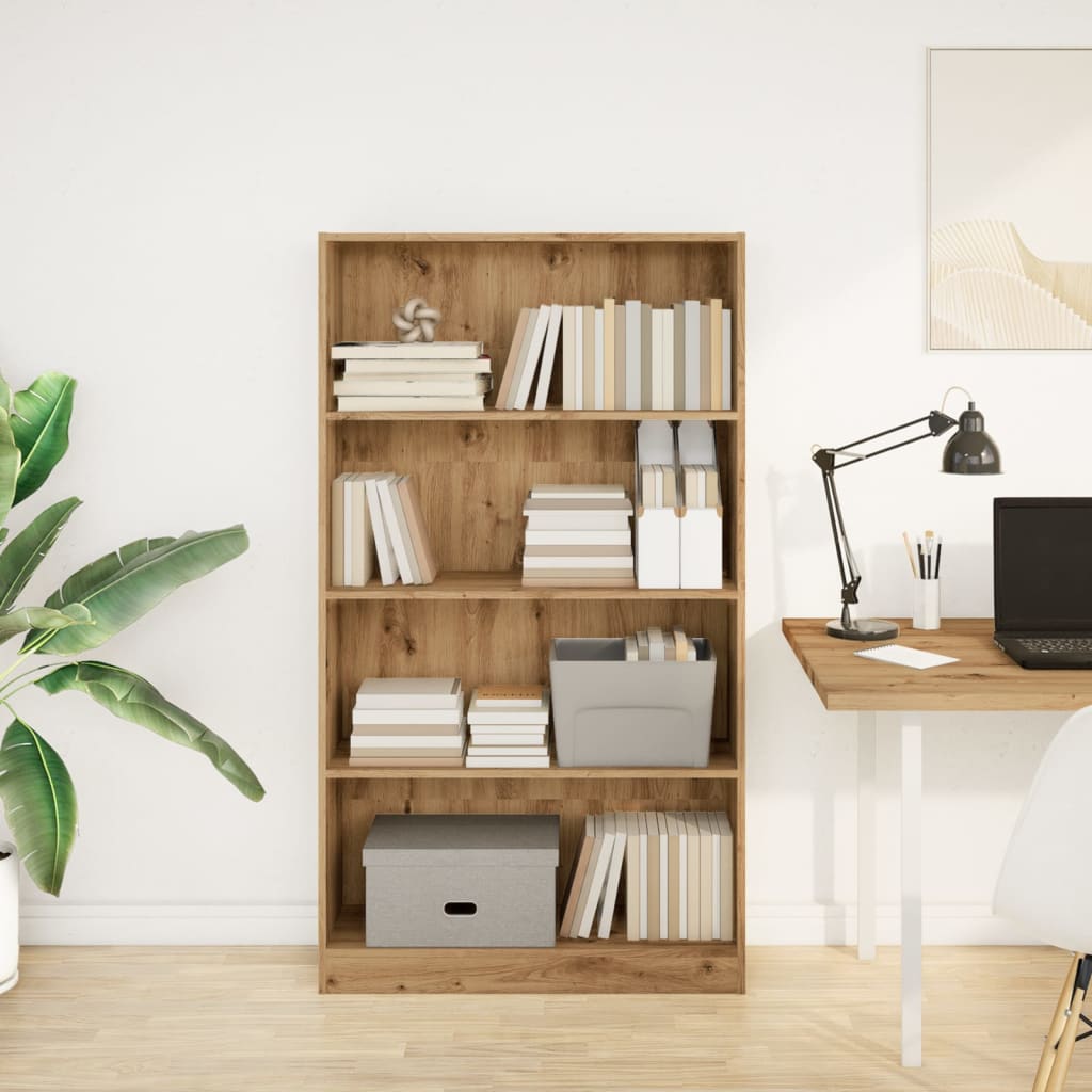 Βιβλιοθήκη Αρτισιανή Δρυς 80x24x143 εκ. από Επεξεργασμένο Ξύλο 3