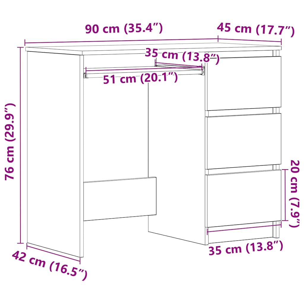 Γραφείο  Παλιό ξύλο 90x45x76 cm Κατασκευασμένο ξύλο 12